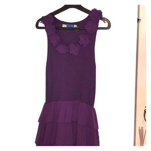 sweater dress w chiffon appliqués and skirt